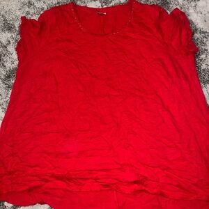 Red shirt with rivet detail